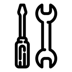 Screwdriver And Wrench Flat Icon Isolated On White Background