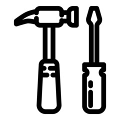 Hammer And Screwdriver Flat Icon Isolated On White Background
