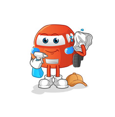 car cleaner vector. cartoon character