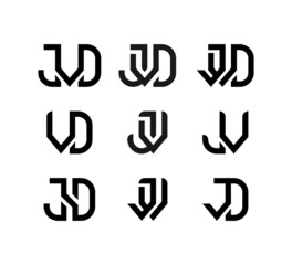 set initial letter j-v-d logo vector