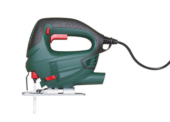 Electric jig saw on white