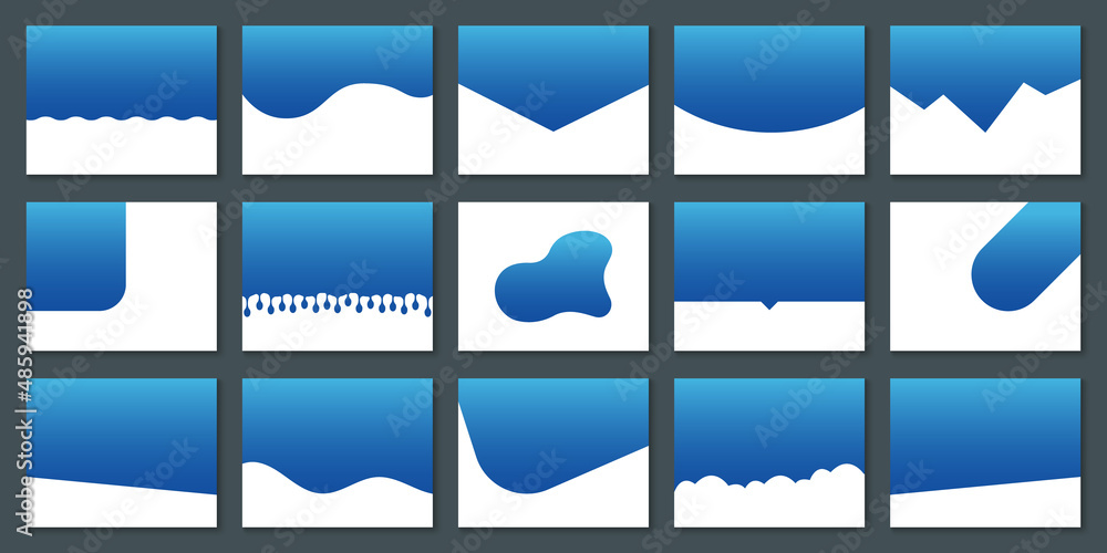 Poster set of dividers shapes for website. curve lines, drops, wave collection of abstract design element f