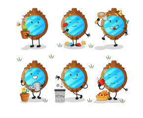 mirror save the earth group. cartoon mascot