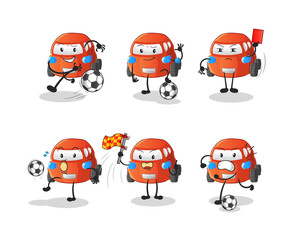 car football group character. cartoon mascot vector