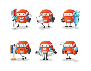 car doctor group character. cartoon mascot vector