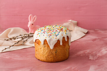 Delicious Easter cake on table