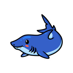 Cute little shark cartoon swimming © frescostudio