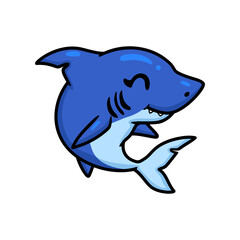 Cute little shark cartoon swimming