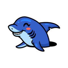 Obraz premium Cute little shark cartoon in hole