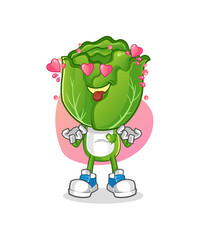 cabbage head cartoon fallin love vector. cartoon character