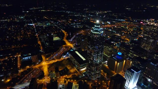 Aerial Drone Footage Of Atlanta At Night