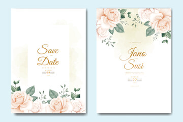 Obraz na płótnie Canvas wedding invitation card with floral watercolor