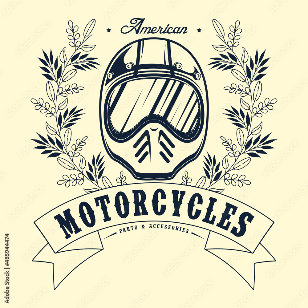 Wall mural wreath with motorcycle helmet