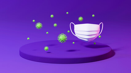 3Dイラストレーションで構成されたコロナウイルス。