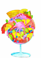 Ice cream in a glass bowl