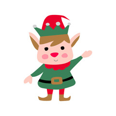 clip art of elf in xmas costume with cartoon design,vector illustration