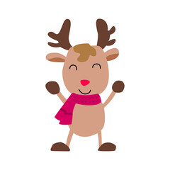 clip art of reindeerin xmas costume with cartoon design,vector illustration