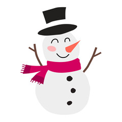 clip art of snowman in xmas costume with cartoon design,vector illustration