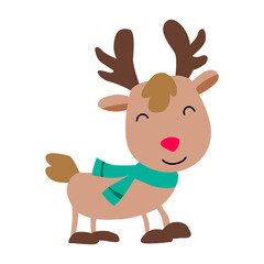 clip art of reindeerin xmas costume with cartoon design,vector illustration