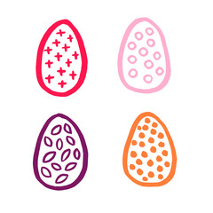 Easter eggs, decor, sketch, doodle, set, celebration, minimalism, isolated, colored.