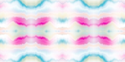 Geometric pastel summer tie dye batik stripe border pattern. Seamless shibori space dyed striped effect pretty trim edging. Washed out boho beach wear ribbon endless tape.