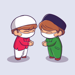 illustration of friendship between two men wearing masks