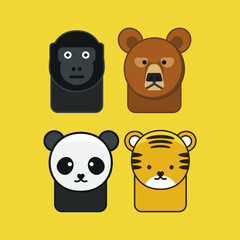 colection Animal avatar in flat design Vector