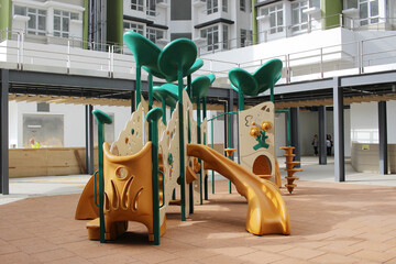Jungle gym at the playground outdoors