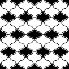 Seamless pattern with paseo ornament. Oriental traditional ornamentation with repeated rounded shapes. Window tracery wallpaper. Grid motif. Digital paper, textile print, web design. Vector art image.