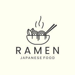 noodle japan minimalist line art logo icon template vector illustration design