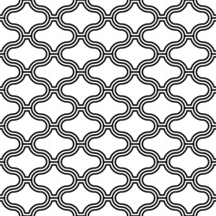 Seamless pattern with paseo ornament. Oriental traditional ornamentation with repeated rounded shapes. Window tracery wallpaper. Grid motif. Digital paper, textile print, web design. Vector art image.