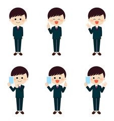 学生　スマホ　表情セット