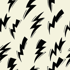 Obraz premium Seamless of thunderbolt in doodle style, vector illustration