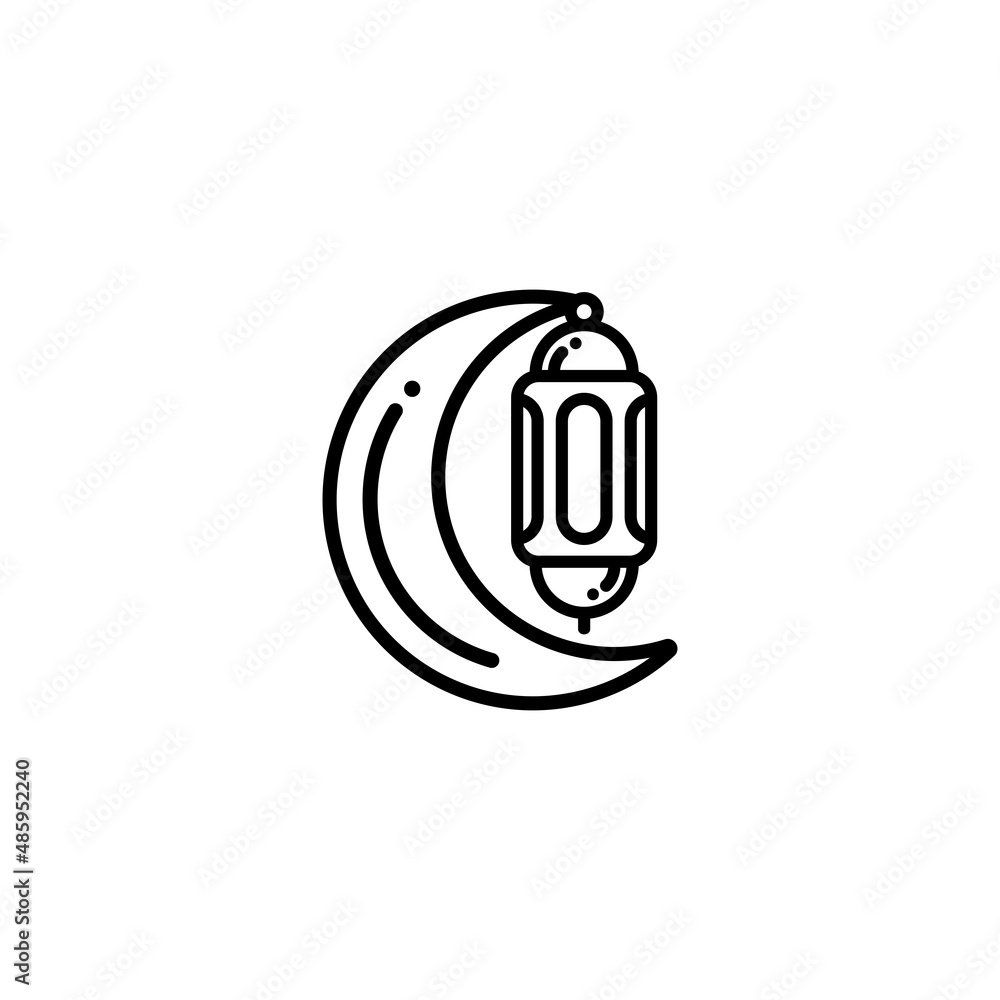 Wall mural Islamic lantern outline icon vector illustration. Lantern icon vector