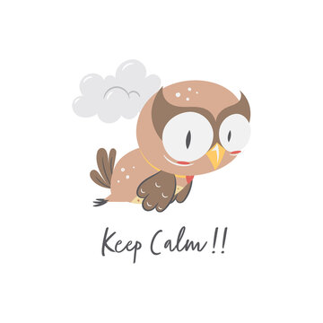 Cute Owl Illustration clipart in cartoon style