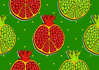 pomegranate fruit seamless pattern,abstract image and background, fashion artwork for print, vector file eps10.