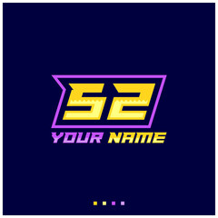 Number logo with fast speed lines. Vector sport style typeface, sports club.