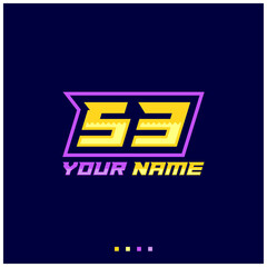 Number logo with fast speed lines. Vector sport style typeface, sports club.