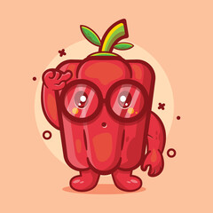 genius red paprika character isolated cartoon in flat style design.great resource for icon,symbol, logo, sticker,banner.