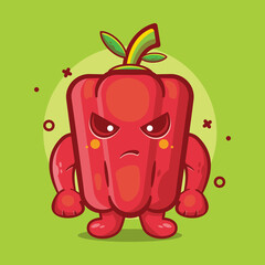 angry red paprika character mascot isolated cartoon in flat style design. great resource for icon,symbol, logo, sticker,banner.