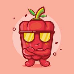 super cool red paprika character mascot isolated cartoon in flat style design. great resource for icon,symbol, logo, sticker,banner.