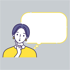 考える女性のイラスト