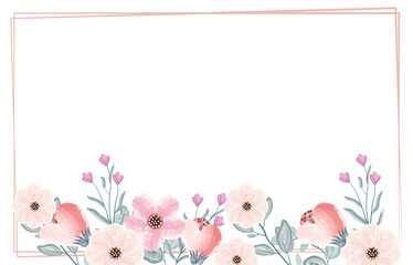 watercolour floral rectangle frame