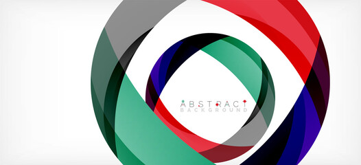 Geometric abstract background. Circle created with overlapping color shapes. Vector Illustration For Wallpaper, Banner, Background, Landing Page