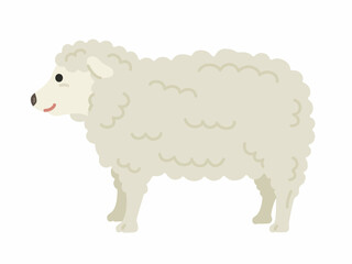 横から見た、白色の羊のイラスト