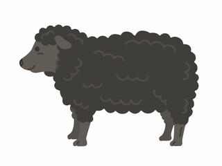横から見た、黒色の羊のイラスト
