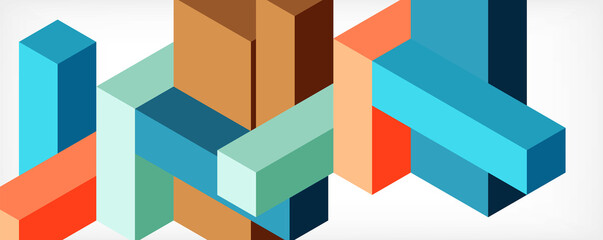 Abstract background. 3d cubes, cubic elements and blocks. Techno or business concept for wallpaper, banner, background, landing page