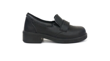 Classic black shoes for women, usually worn in classic filmmaking. This footwear is made of leather and the high sole is typical of women's shoes                  