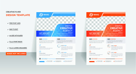 Digital agency flyer design template a4 size Premium Vector
