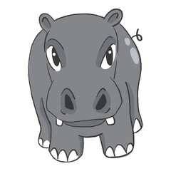 Hand drawn hippo cartoon illustration Animal.